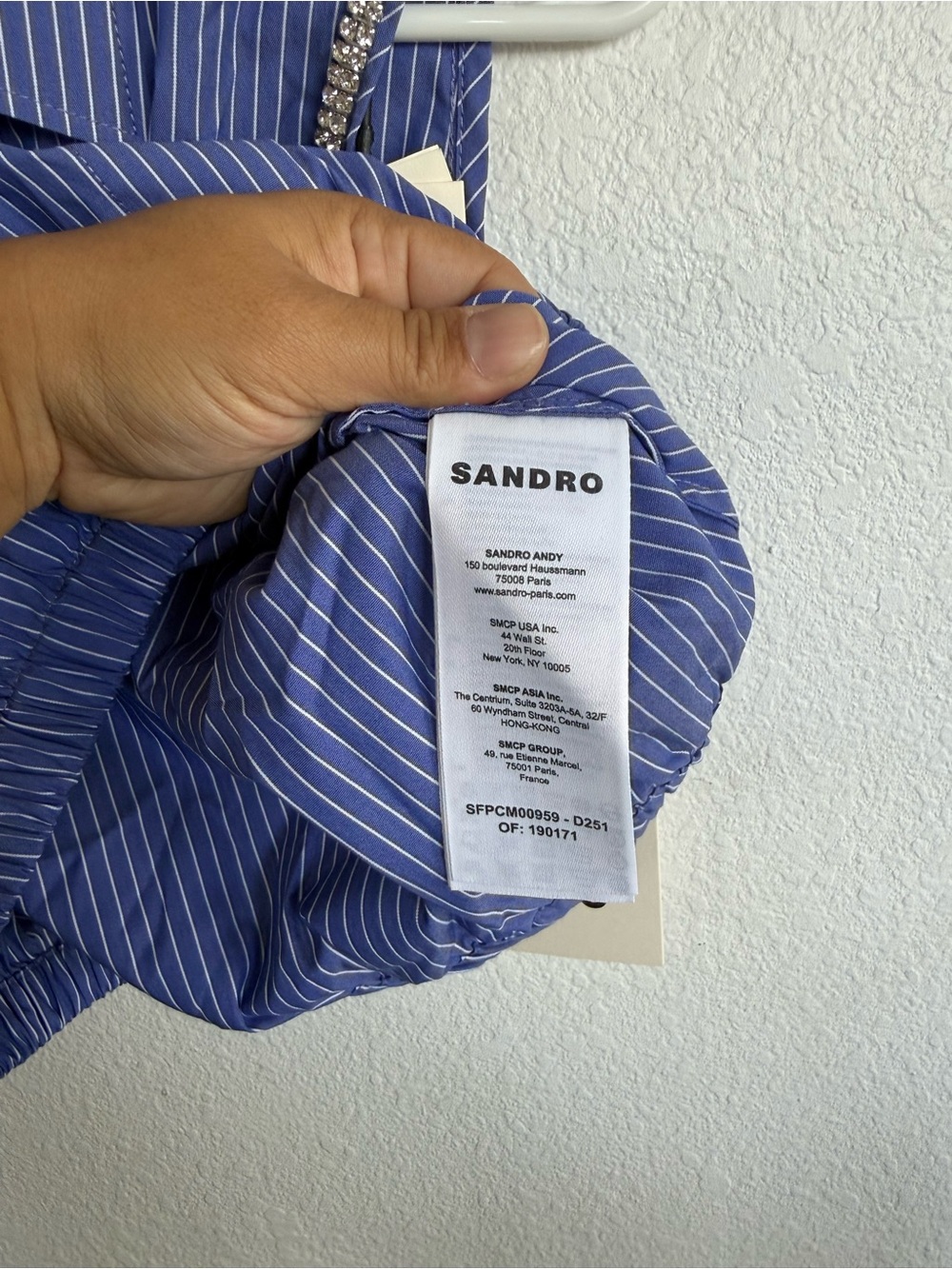 SANDRO Striped Shirt Crop Top - Picture 4 of 5